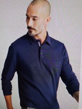 NWT UNTUCKit DAMASCHINO LONG SLEEVE POLO SHIRT NAVY (New $99) Sz XXL